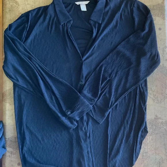 H&M MATCHING CRINKLE SET SIZE MEDIUM BLACK LOUNGEWEAR - Picture 8 of 8